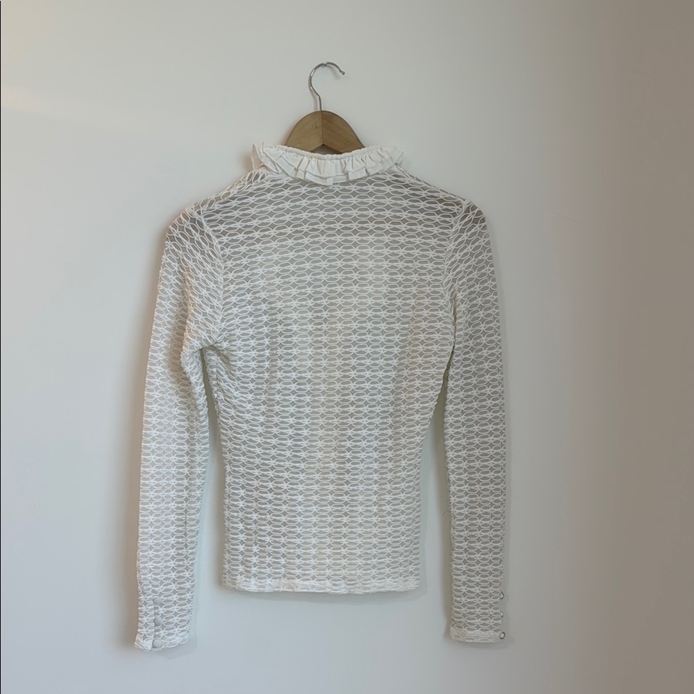 RAYURE White Ruffled Button-Up Cardigan - Picture 2 of 8